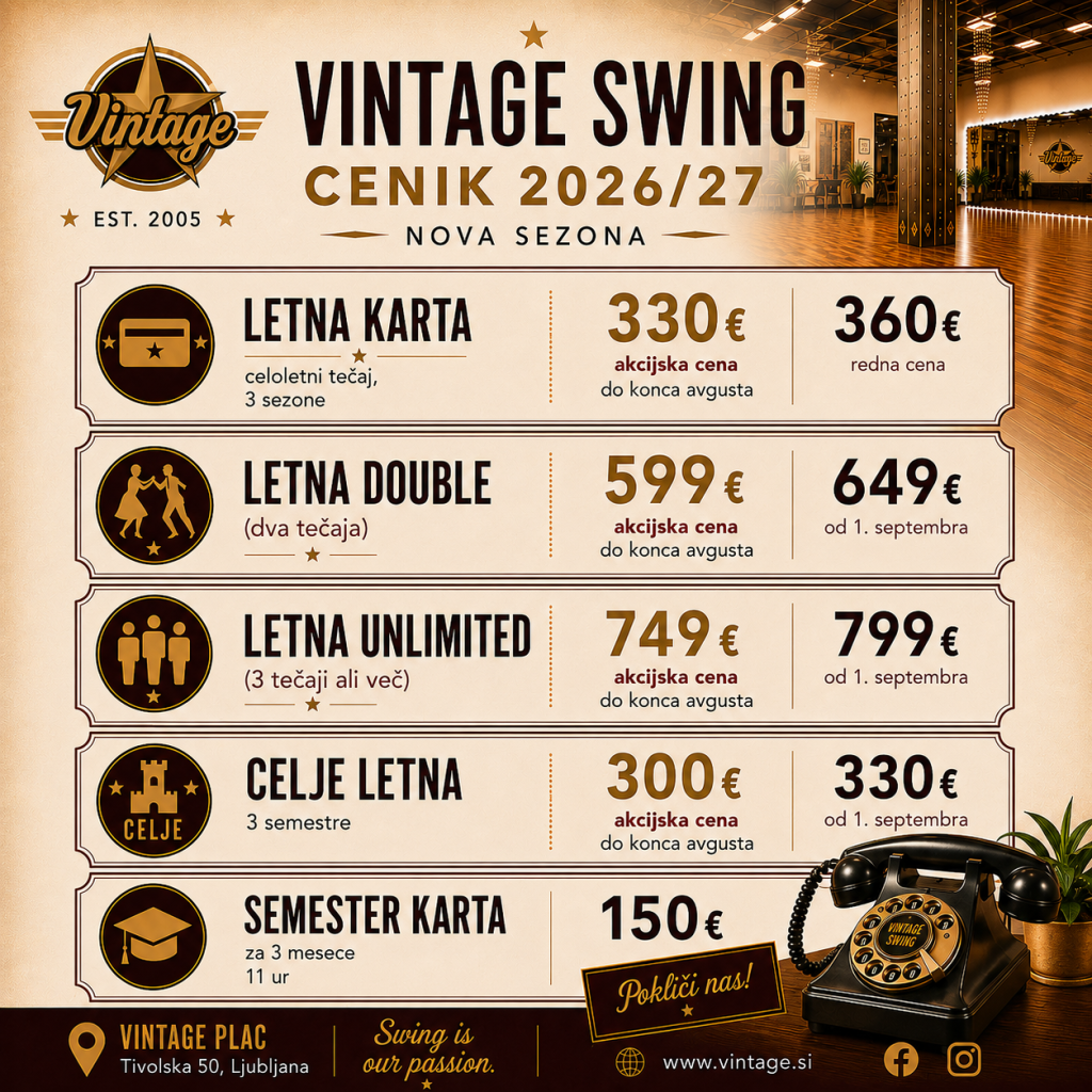 CENIK - swing plesna šola - Vintage Swing. Swing tečaj v Celju in Ljubljani. ! slovensko swing plesno društvo - Vintage Swing.